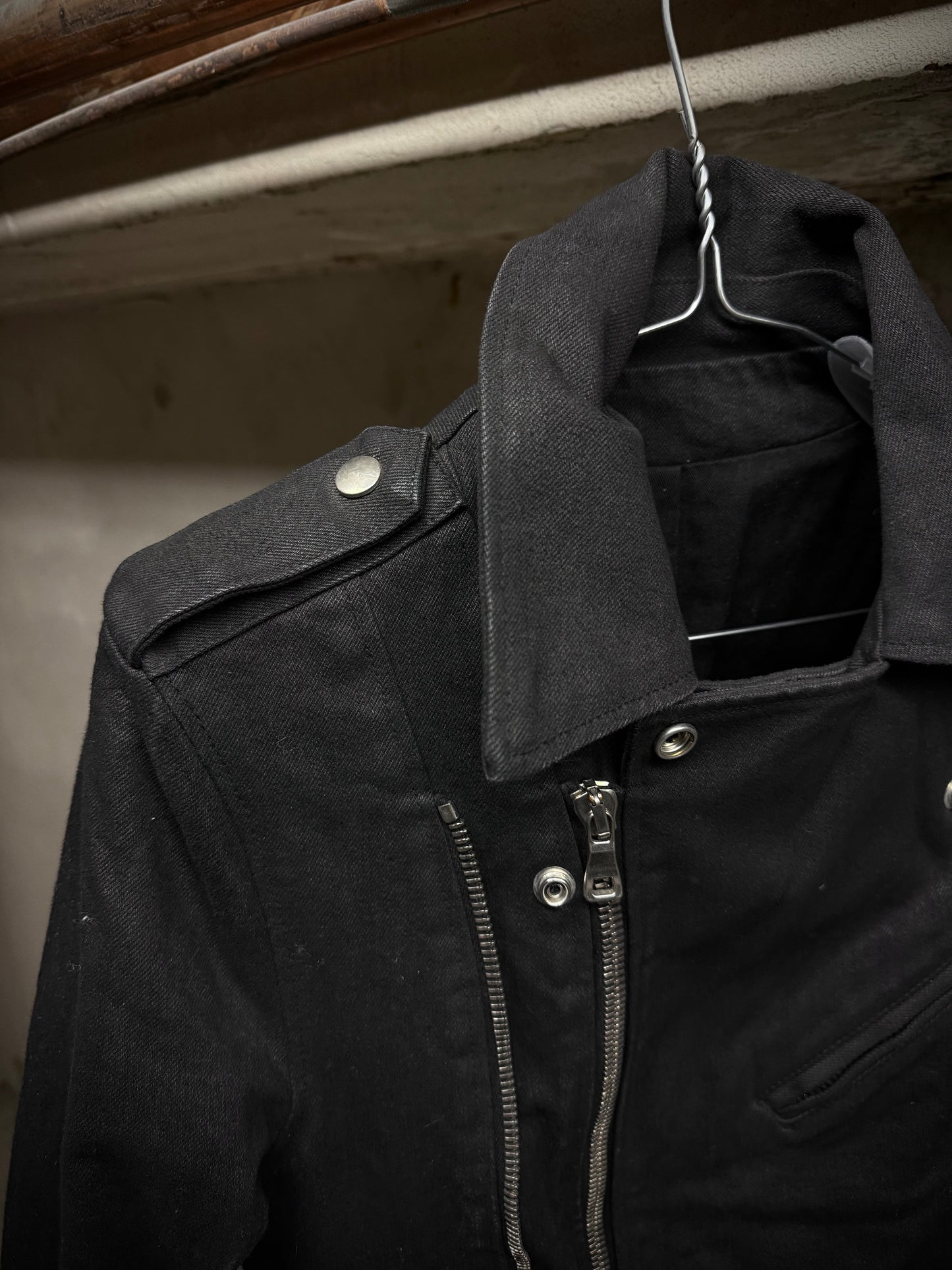 BALMAIN by Olivier Rousteing SS15 Waxed Denim Perfecto Rider Jacket