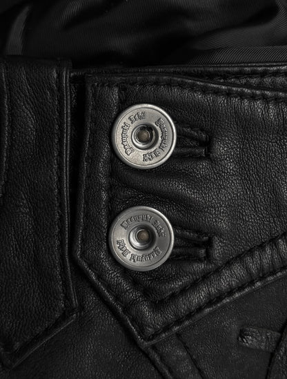 Yasuyuki Ishii Early 00s Cross Studded Lace-up Flare Leather Pants