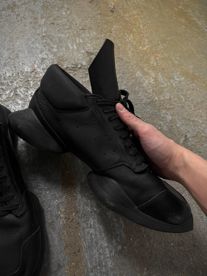 Rick Owens x Adidas SS14 “VICIOUS” 'RO RUNNER' Black Leather Sneakers detail | DRIEW GARMENTS