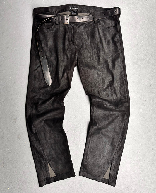 Ann Demeulemeester Early 00s Cow Leather Suede Slit Bootcut Pants