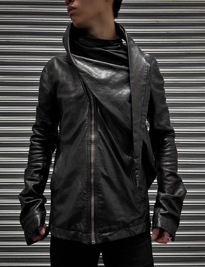 Rick Owens SS11 “ANTHEM” Light Calfskin Leather Scarf Collar Jacket