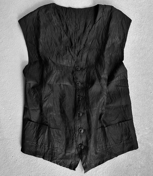 Issey Miyake Men SS97 Black Wrinkle Pleated Vest