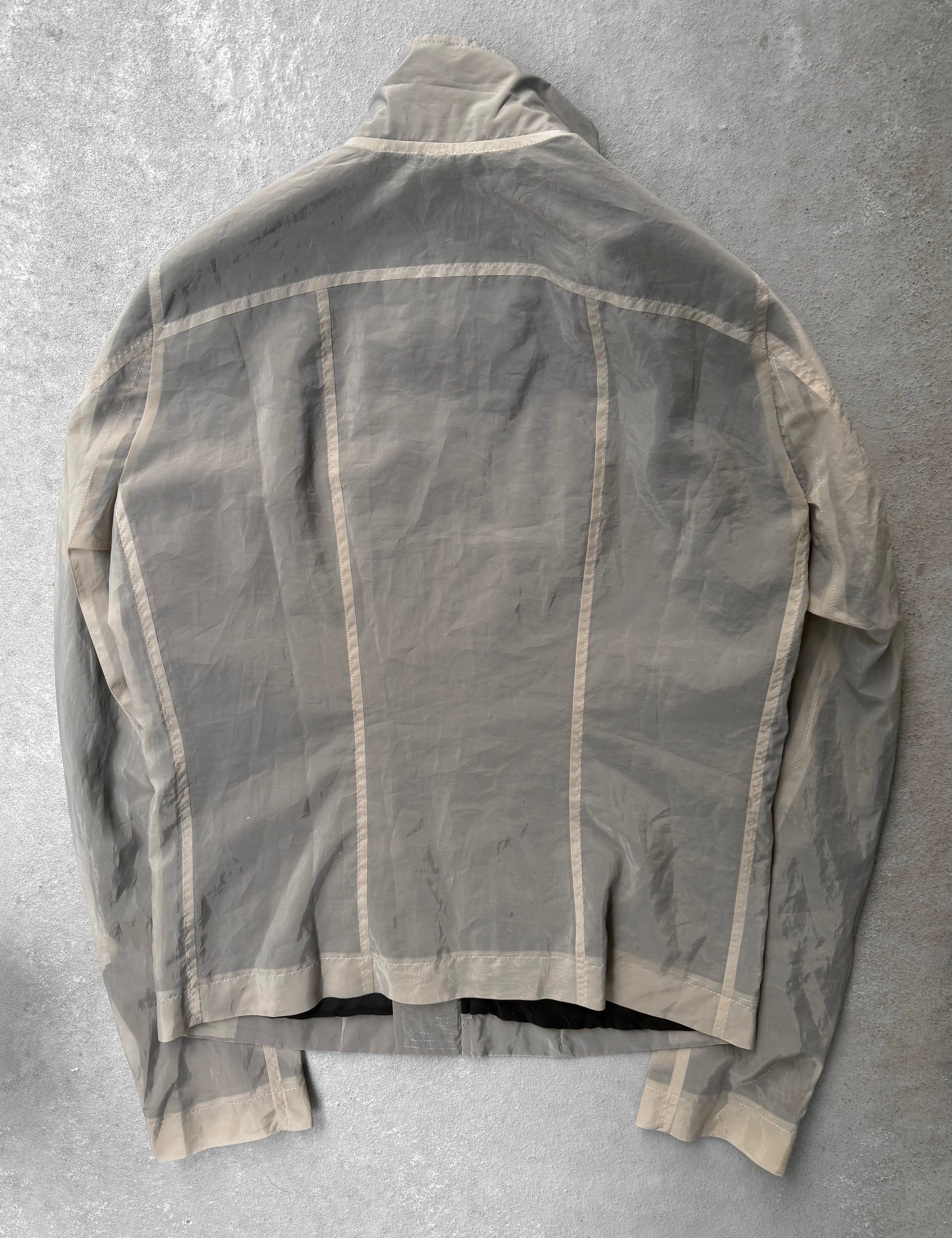 Rick Owens SS13 "ISLAND" PEARL Mollino Poly Zip-Up Jacket detail | DRIEW GARMENTS
