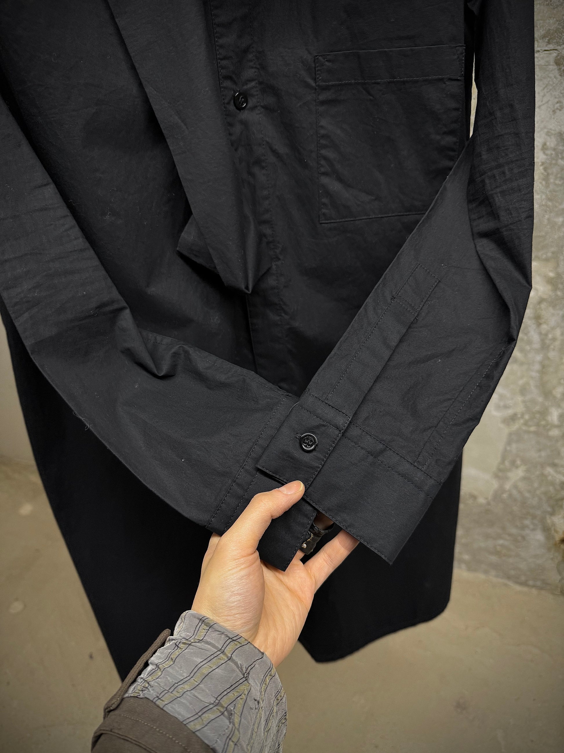 Yohji Yamamoto Y's by Yohji Yamamoto SS15 Twisted High Neck Collar Shirt detail | DRIEW GARMENTS