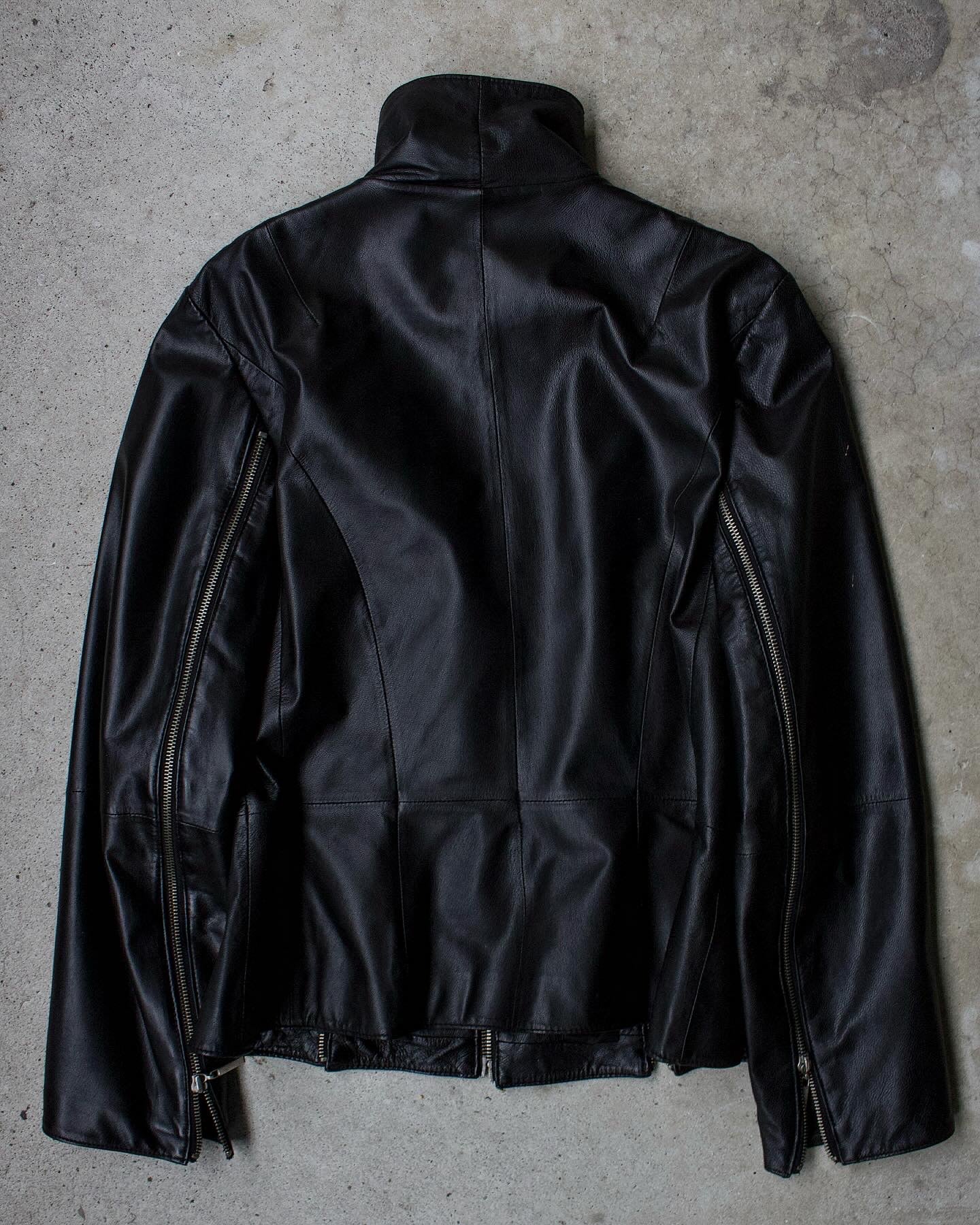 Vintage Y2K Apanage Multi-zip Moto Leather Jacket