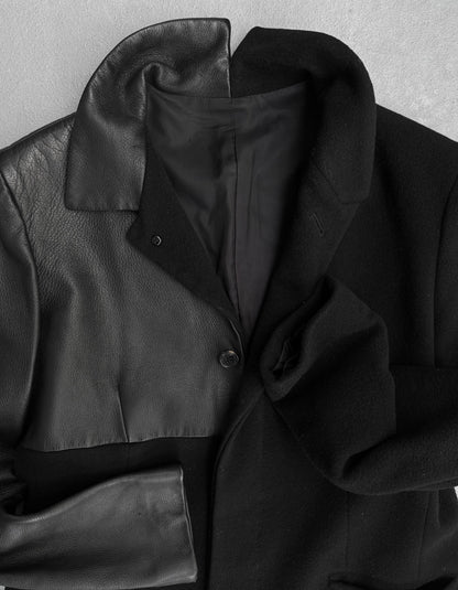 Yohji Yamamoto AW02 Deerskin Leather Panel Wool Car Coat
