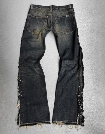 LED RECHWE Early 00s Python Skin Western Frayed Flare Denim