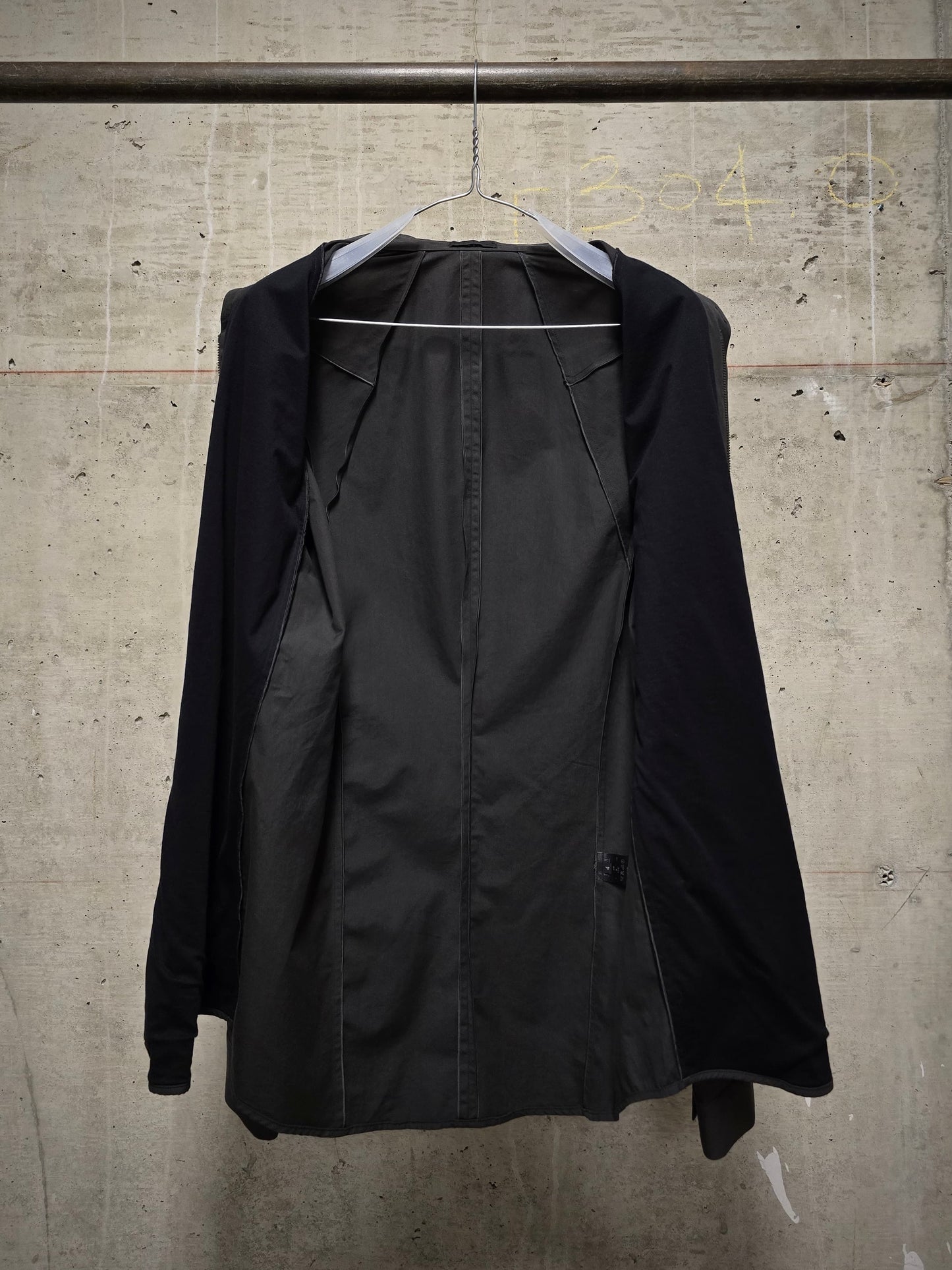 DEVOA Charcoal Grey Anatomical Oxford Button Down Collar Zip Shirt