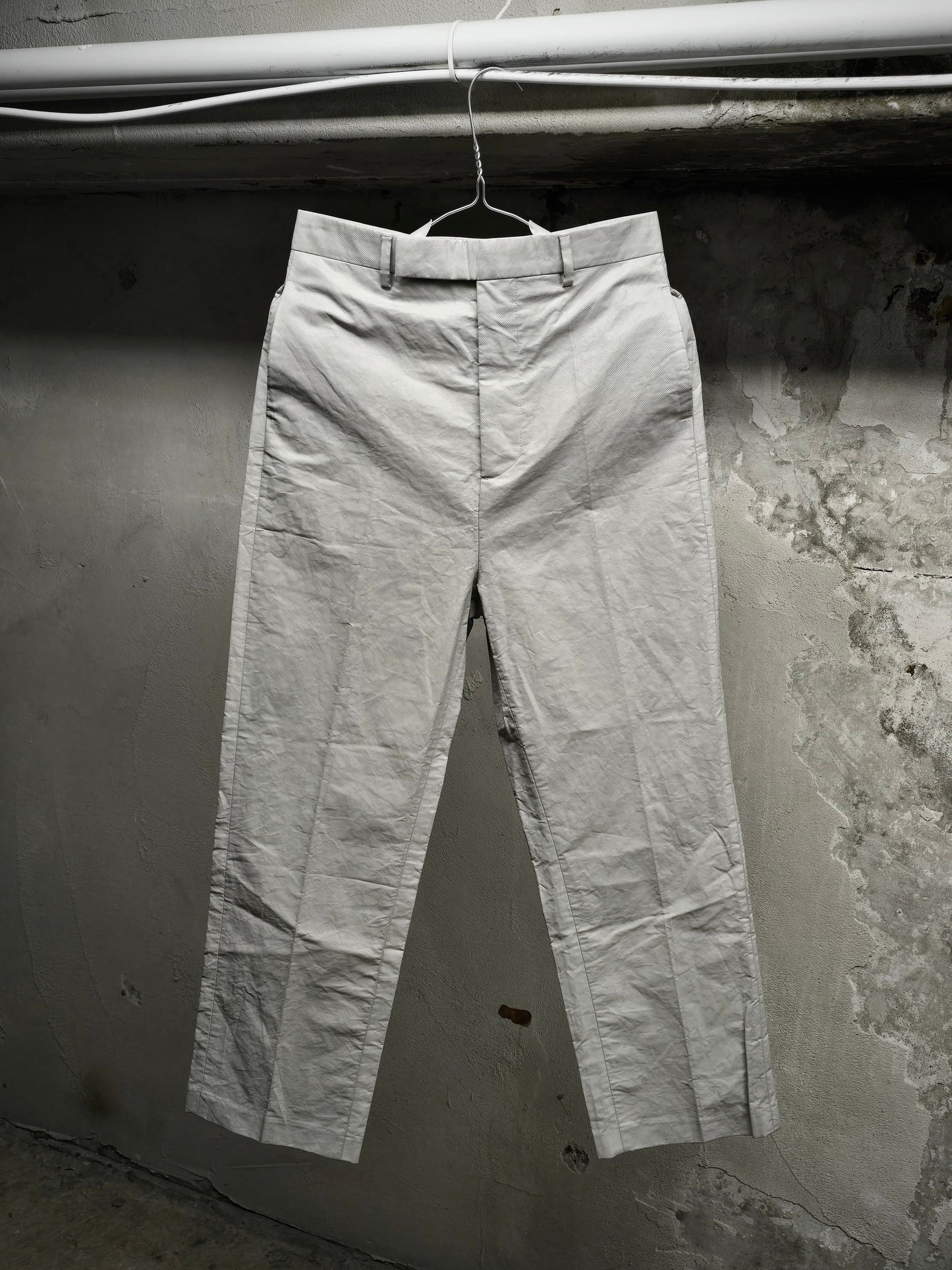 Rick Owens SS19 "BABEL" OYSTER Coated 'Bolans' Crop Pants