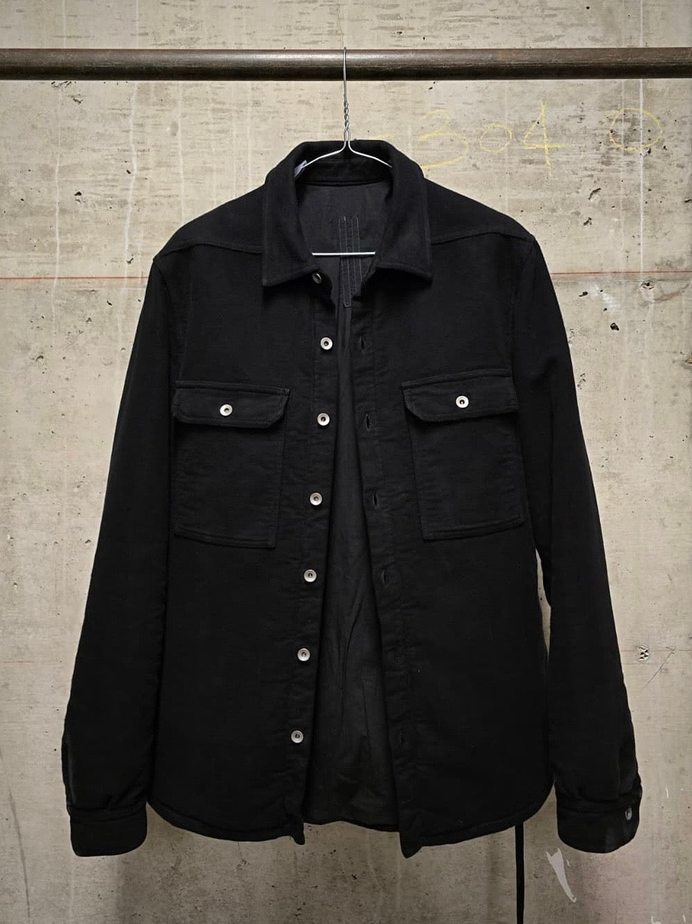 Rick Owens DRKSHDW AW24 "PORTERVILLE" Black Cotton Moleskin 'Outershirt'