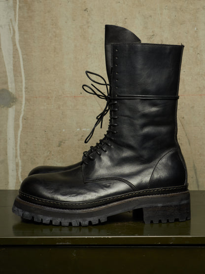 A DICIANNOVEVENTITRE (A1923) AW24 Black 'Luke' Horse Leather Tall Combat Boots