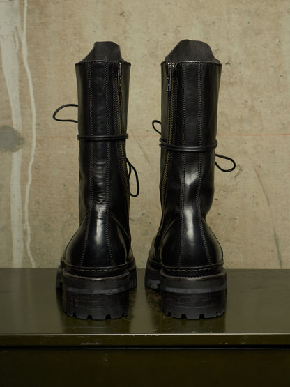 A DICIANNOVEVENTITRE (A1923) AW24 Black 'Luke' Horse Leather Tall Combat Boots