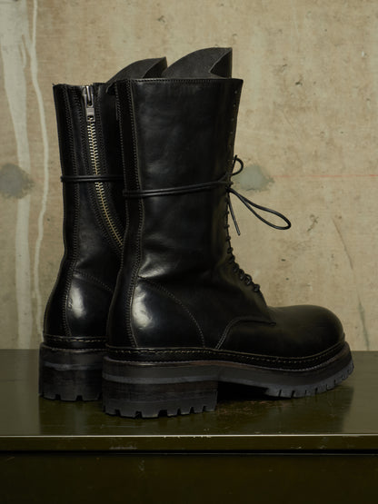 A DICIANNOVEVENTITRE (A1923) AW24 Black 'Luke' Horse Leather Tall Combat Boots
