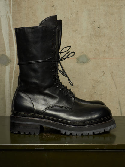 A DICIANNOVEVENTITRE (A1923) AW24 Black 'Luke' Horse Leather Tall Combat Boots
