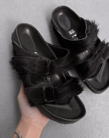 Rick Owens x BIRKENSTOCKS 2018 Pony-hair Arizona Sandals