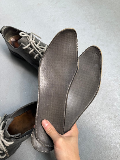 Carol Christian Poell ‘AM/2597 IN CORS-PTC’ Grey Object-dyed Horse Leather Folded Officer Derbies