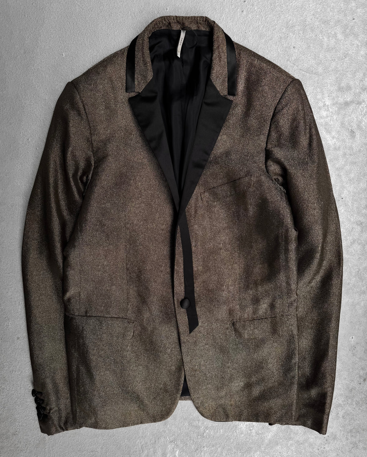Dior Homme AW08 Iridescent Gold Silk Tuxedo Blazer 46 – DRIEW