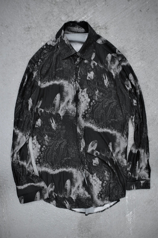 kiryuyrik AW23 Grey Butterfly Nature Print French Cuff Shirt