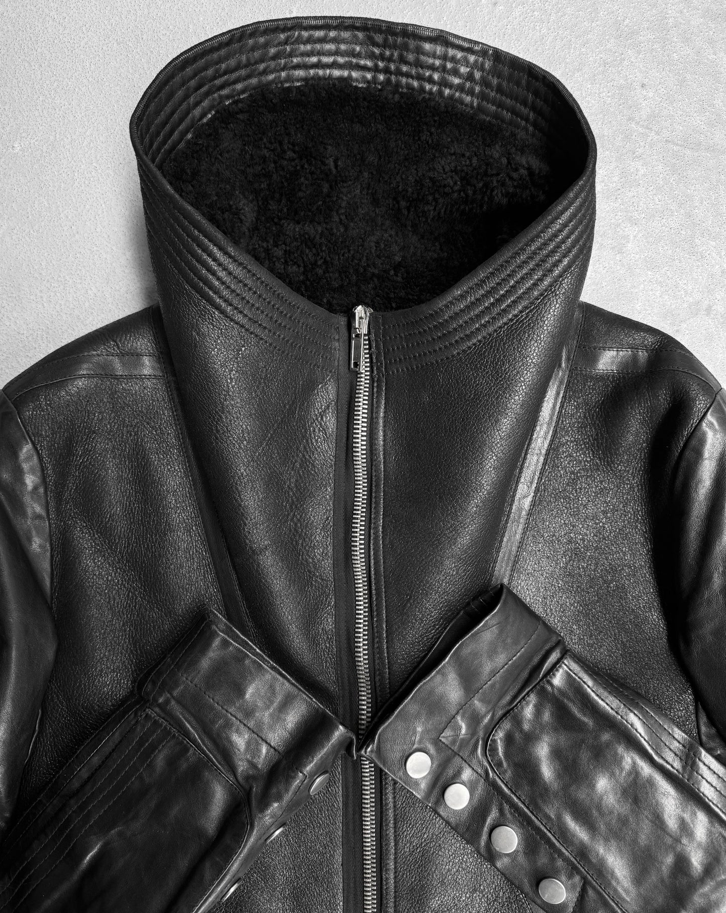 Rick Owens AW12 "MOUNTAIN" Lamb Leather Shearling Geo Jacket