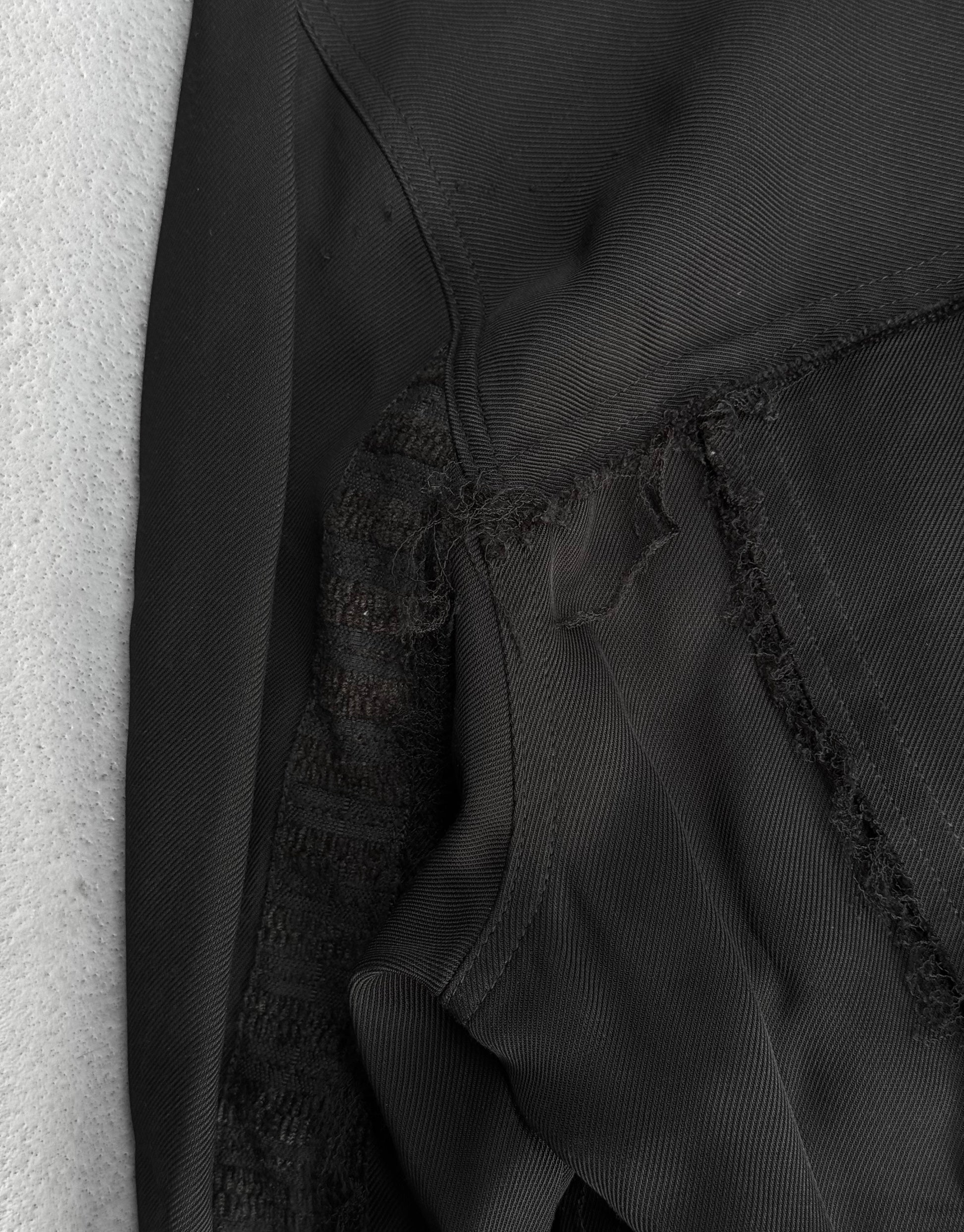 SONG FOR THE MUTE AW20 "20.2 DJEBEL" Frayed Edge Viscose Trucker Jacket detail | DRIEW GARMENTS