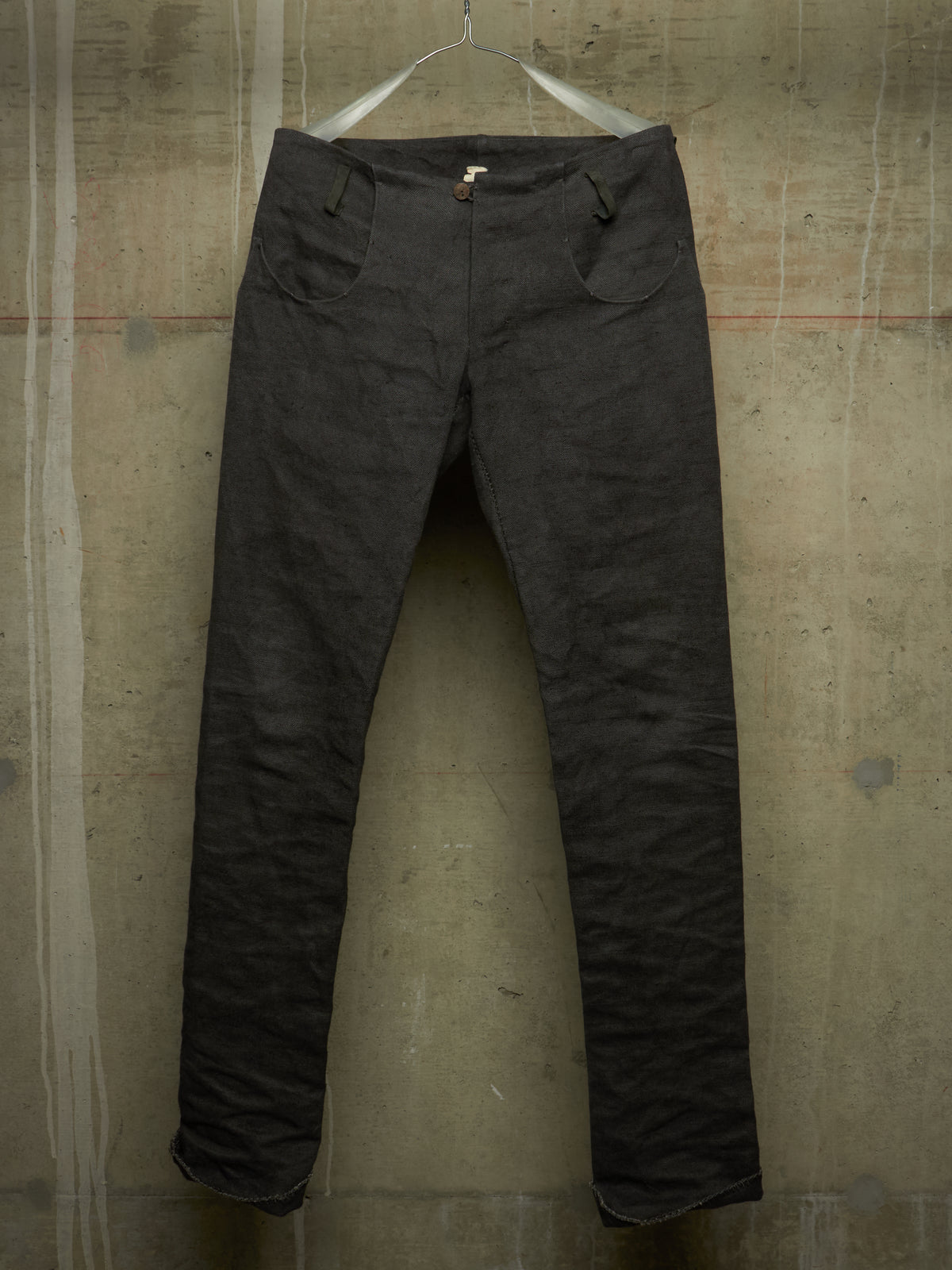 A DICIANNOVEVENTITRE (A1923) Grey Overlock Heavy Linen Pants