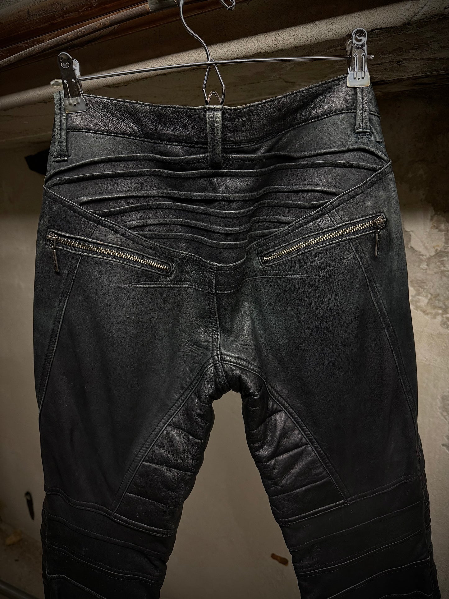 Yasuyuki Ishii Early 00s Padded Biker Sheepskin Leather Pants detail | DRIEW GARMENTS