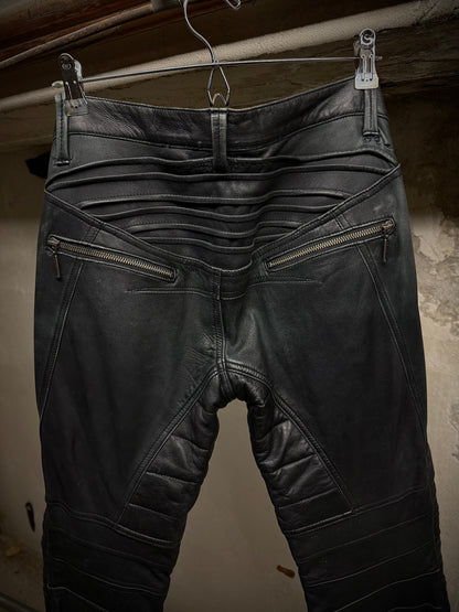 Yasuyuki Ishii Early 00s Padded Biker Sheepskin Leather Pants detail | DRIEW GARMENTS