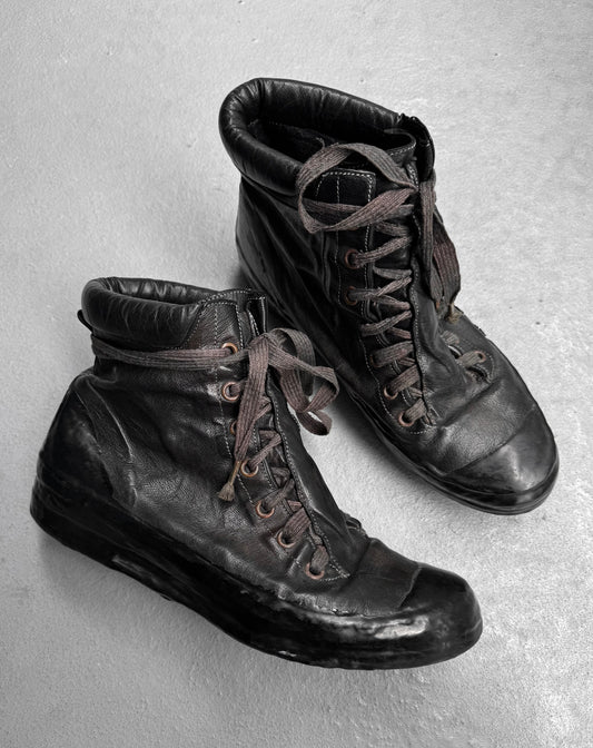 Carol Christian Poell ‘AM/2524 ROOMS-PTC’ Black Object-dyed Kangaroo Leather Drip Sneakers