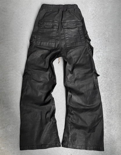Rick Owens DRKSHDW AW24 “PORTERVILLE” Heavy-waxed Jumbo Leg ‘Bela’ Cargo Pants