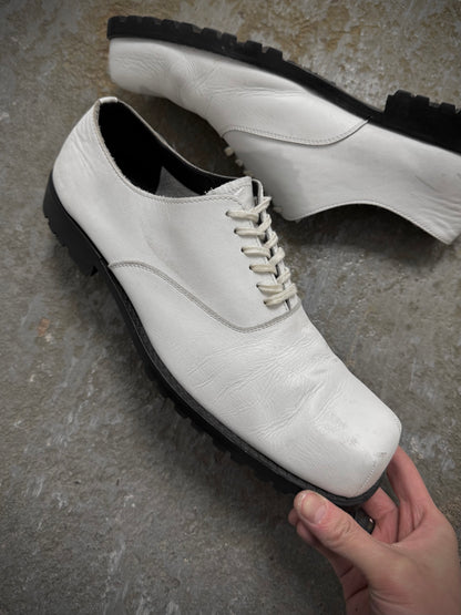 COMME des GARÇONS HOMME PLUS SS11 White Square Toe Leather Derbies detail | DRIEW GARMENTS