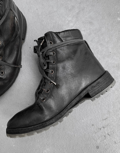 Carol Christian Poell ‘AM/2648T CUL-PTC/10’ Object-dyed Horse Leather Titanium Prosthetic Tank Sole Work Boots