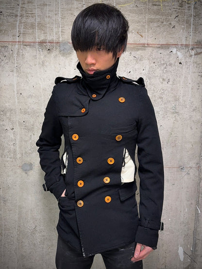 COMME des GARÇONS HOMME PLUS SS12 Cut-Out Poly Napoleon Trench Coat