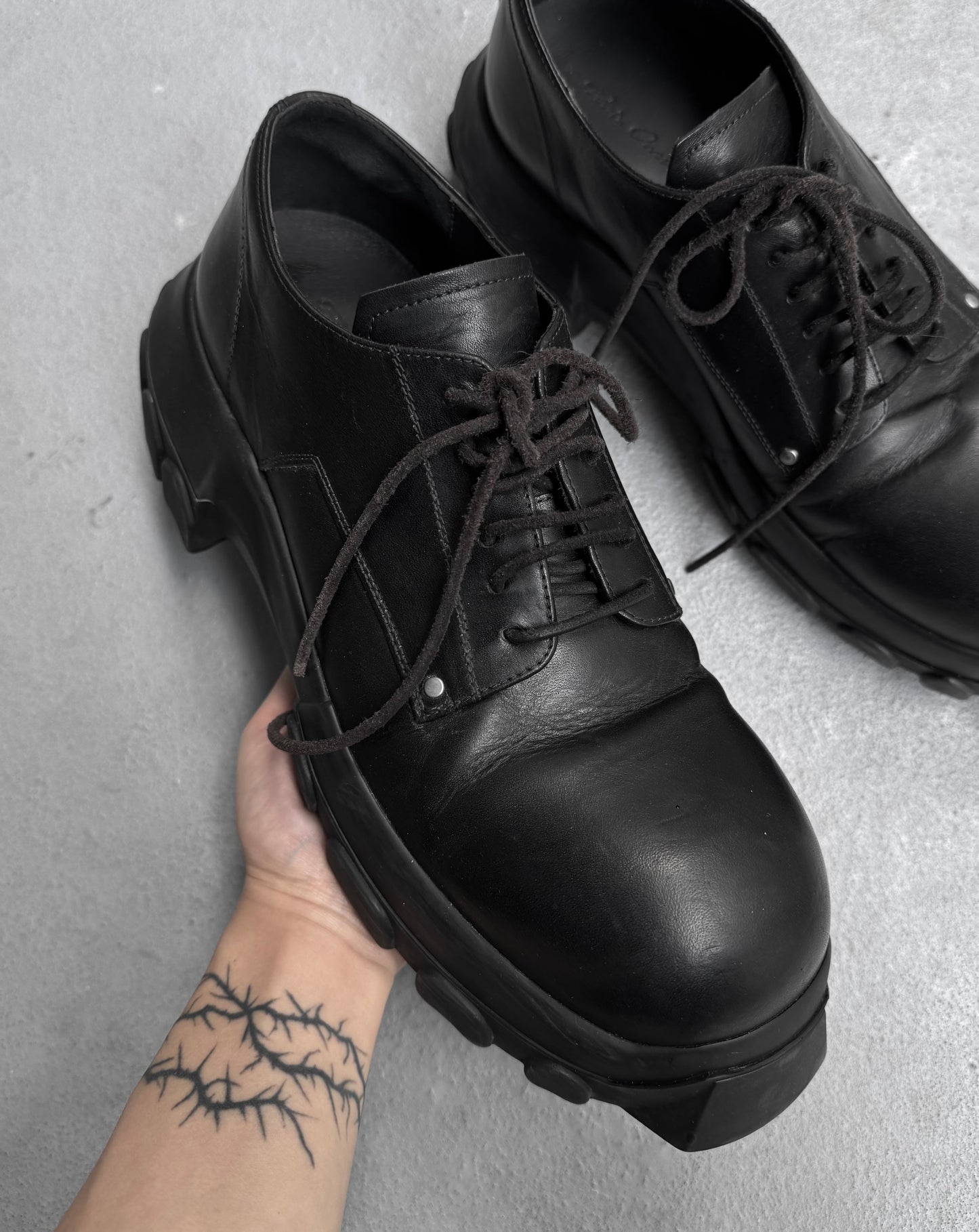 Rick Owens SS24 “LIDO” Bozo Tractor Leather Derbies