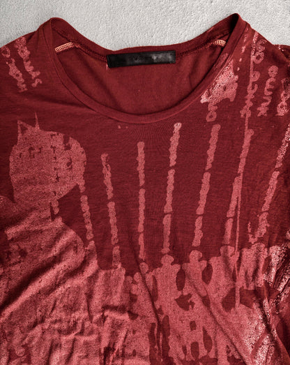 Julius_7 SS12 "edge;" Red Graphic T-shirt