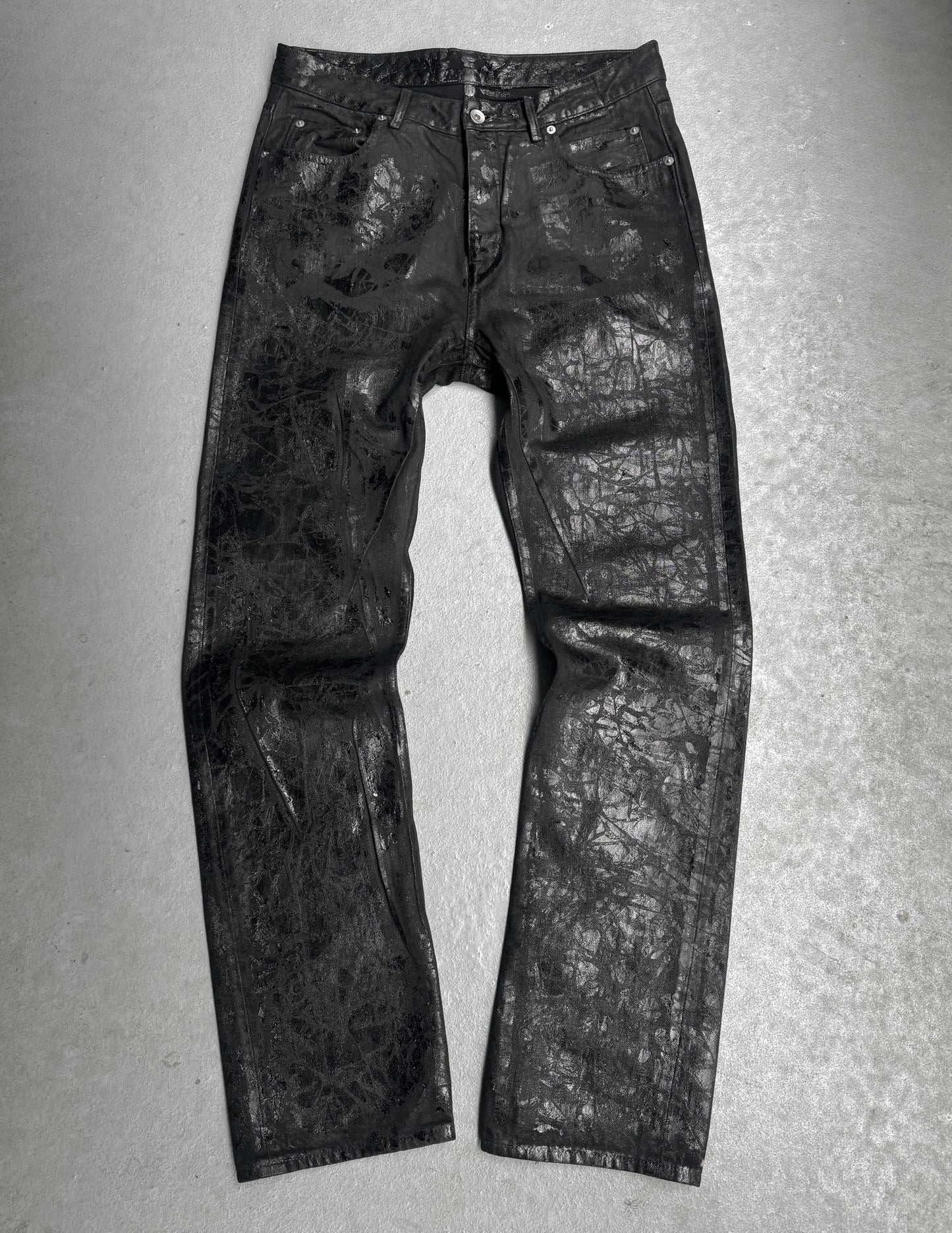 Rick Owens DRKSHDW AW24 "LIDO" Vinyl Wax Coated ‘Detroit Cut’ Denim