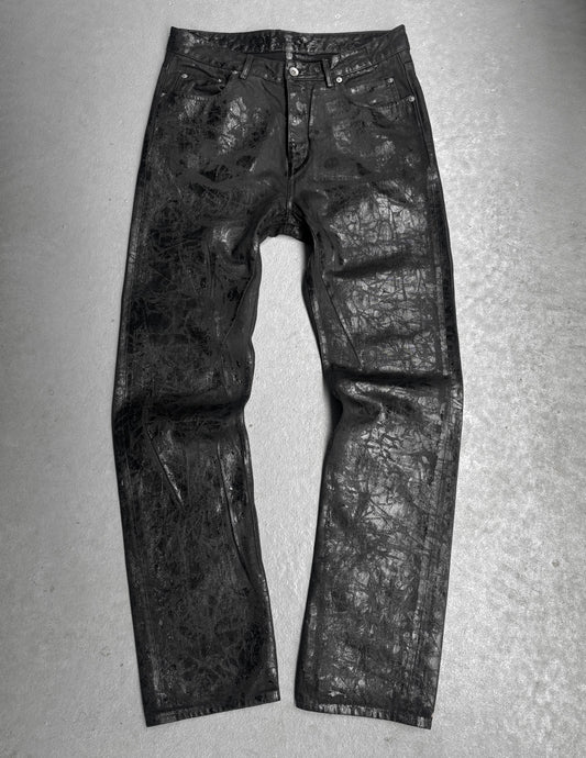 Rick Owens DRKSHDW AW24 "LIDO" Vinyl Wax Coated ‘Detroit Cut’ Denim