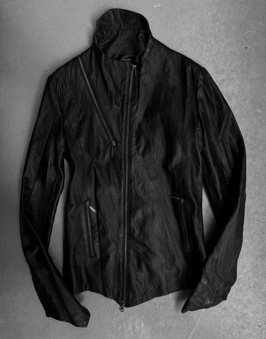 Yasuyuki Ishii Early 00s Spiral Zip Sheepskin Leather Jacket