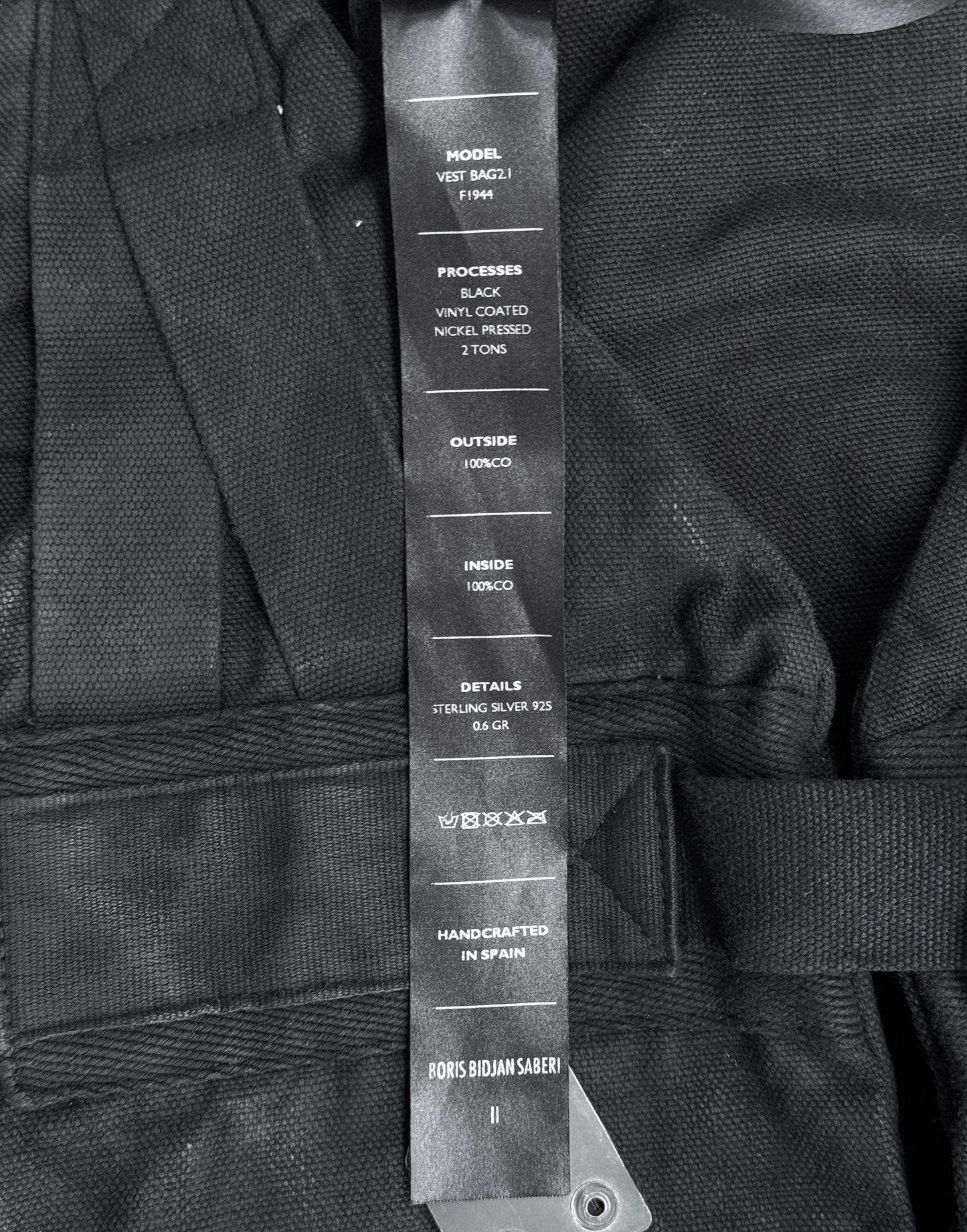 Boris Bidjan Saberi SS19 ‘VESTBAG2.1-F1944’ Coated Denim Vest Bag
