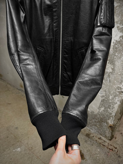 Rick Owens AW14 "MOODY" Lamb Leather MA-1 Bomber Jacket detail | DRIEW GARMENTS