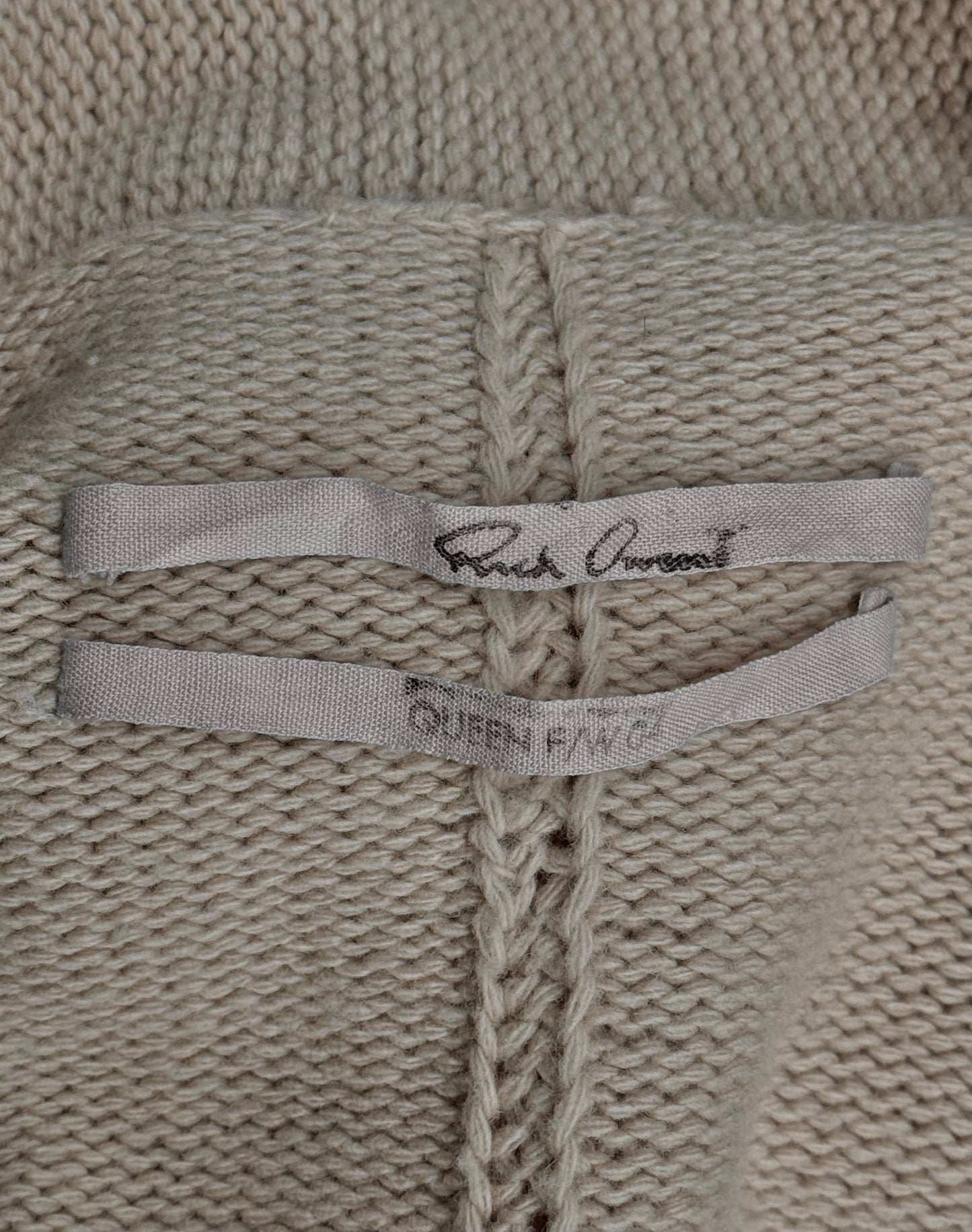 Rick Owens AW04 “QUEEN” Beige Merino Wool Open Cardigan