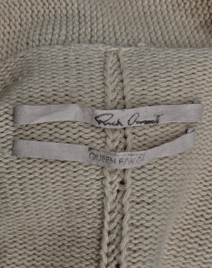 Rick Owens AW04 “QUEEN” Beige Merino Wool Open Cardigan