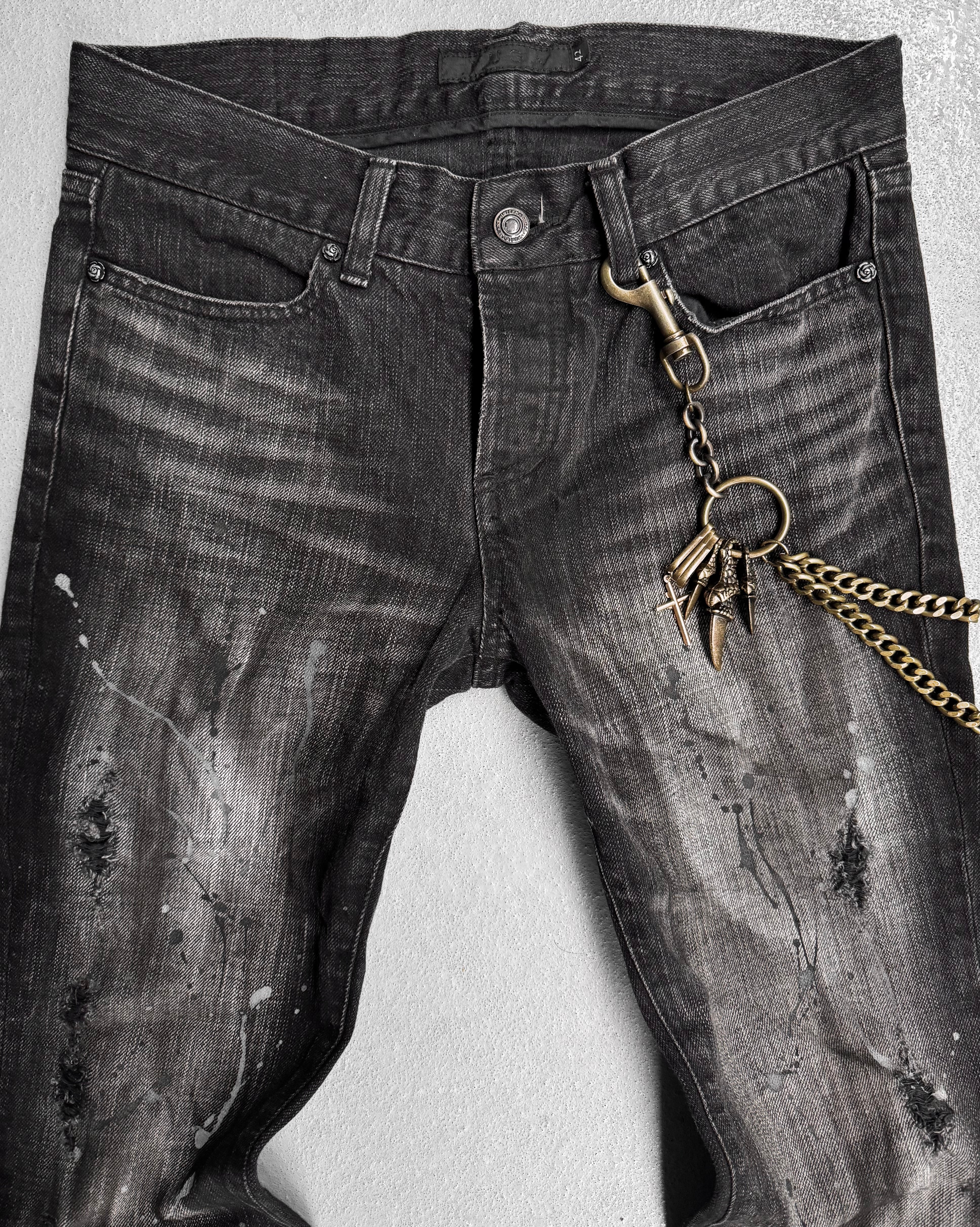 パンツ fade studs boots cut denim 00s grunge GOSTAR DE FUGA Early 00s Marble Washed Glitter Flare Bootcut
