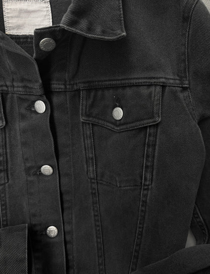 Helmut Lang Early 00s Washed Black Denim Trucker Jacket