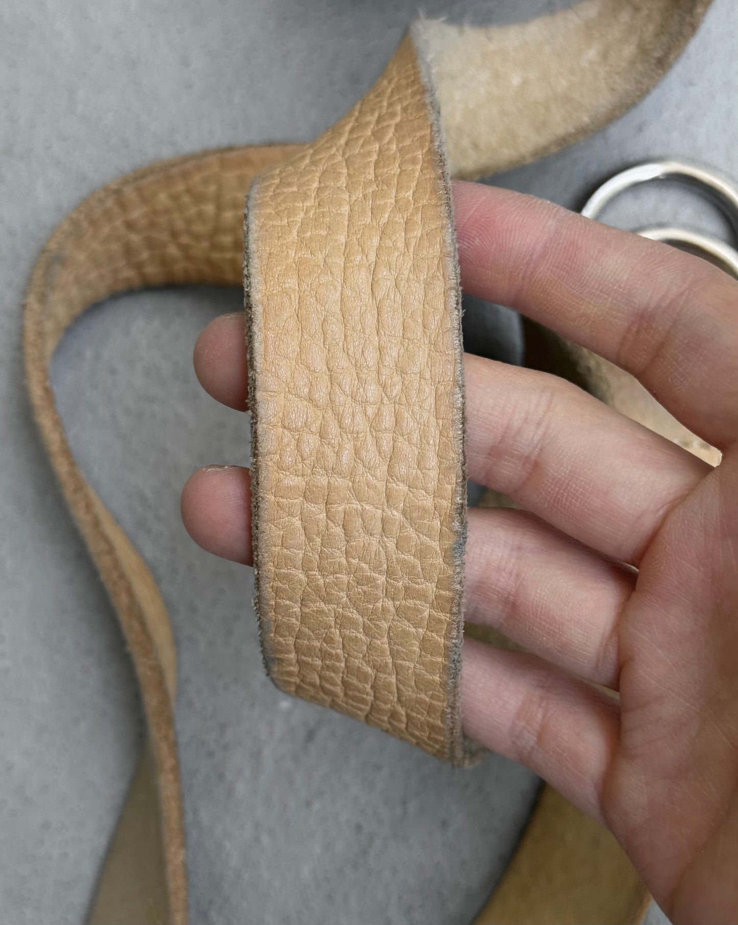 GUIDI ‘BLT0’ Beige Bison Leather D-ring Belt