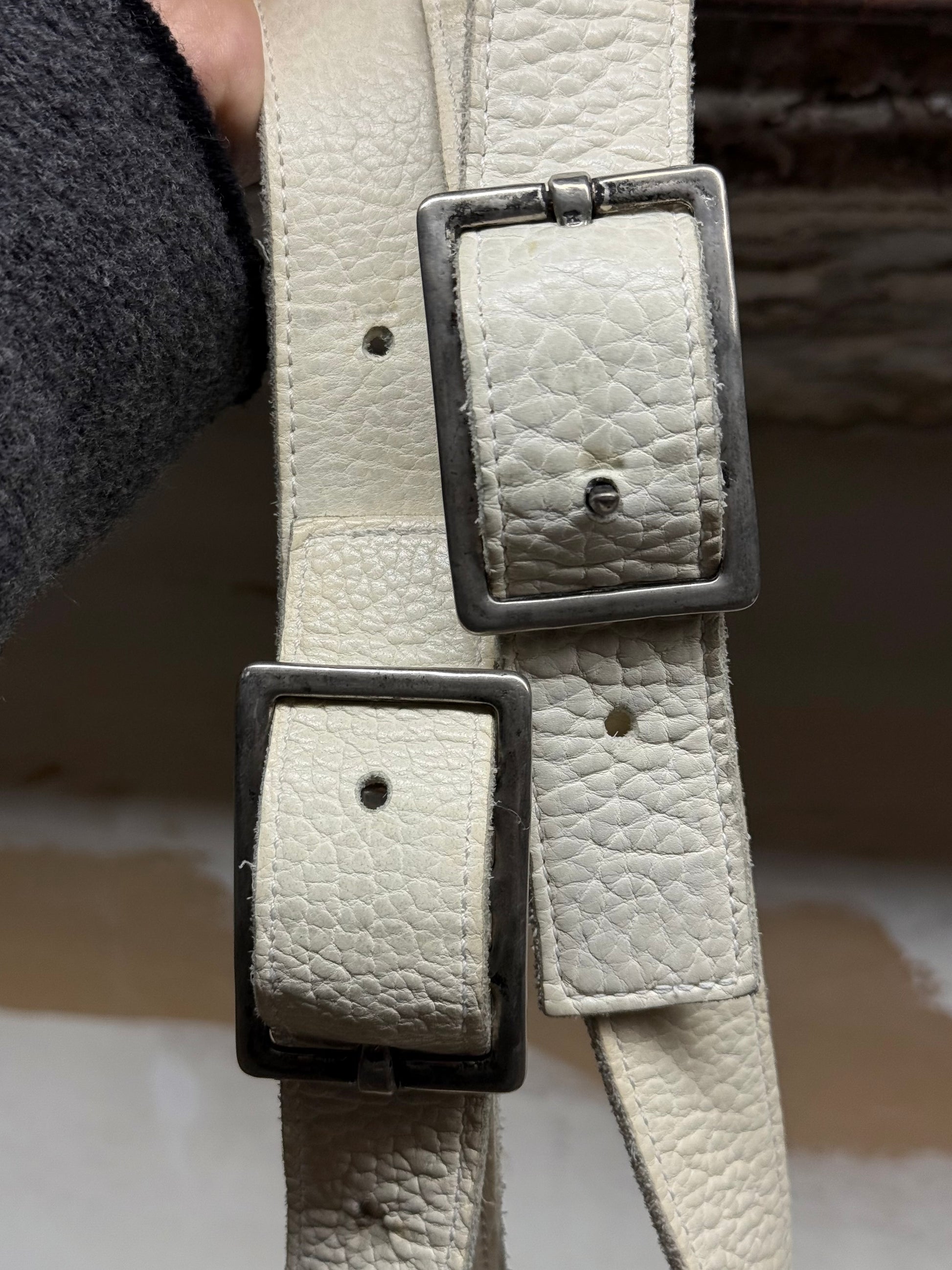 Carol Christian Poell Belt 'AM/2624-IN PABER-PTC/03' Bipolar Paper Dart Bison Leather Belt detail | DRIEW GARMENTS