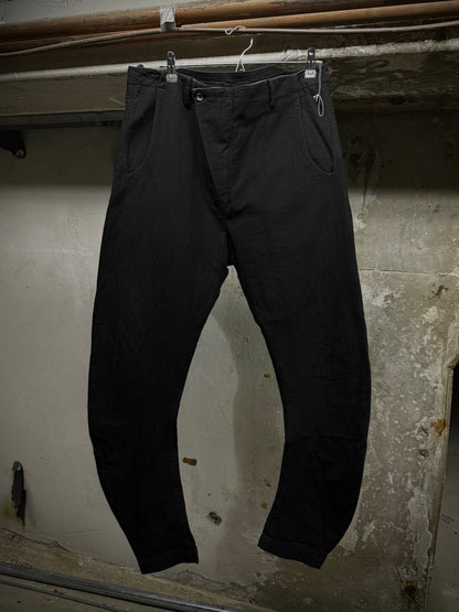 Masnada Washed Black Asymmetric Fly Overlock J-cut Pants | Archive Fashion Toronto