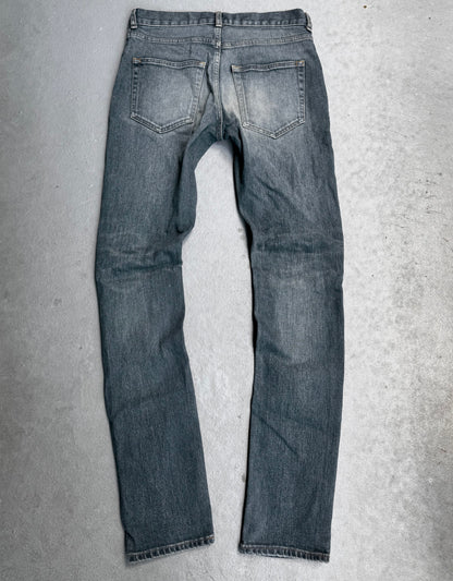 Saint Laurent Paris AW17 Blue “D02” One Knee Slit Skinny Denim