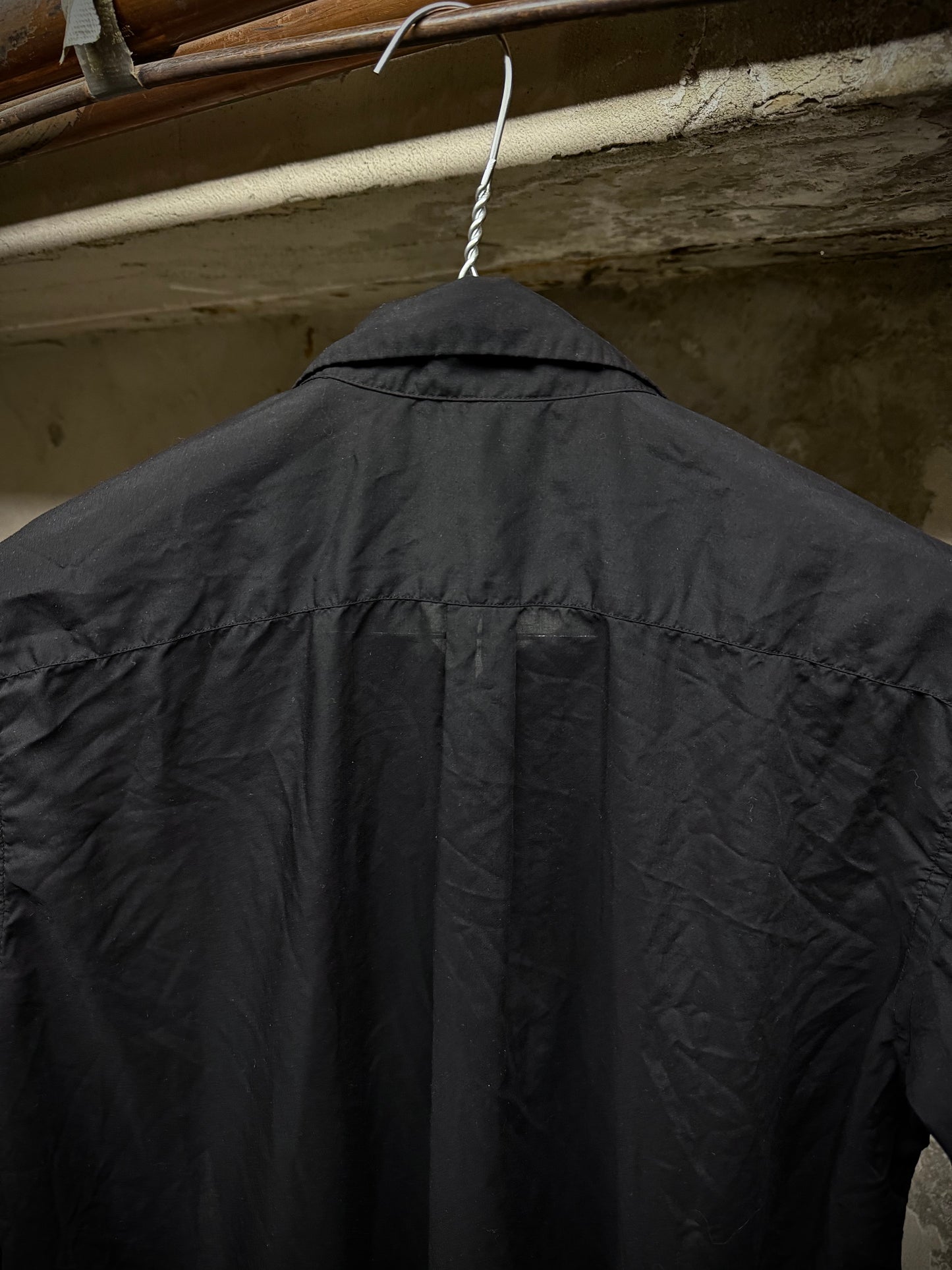 COMME des GARÇONS BLACK COMME des GARÇONS SS19 Distressed Side Cut-Out Shirt detail | DRIEW GARMENTS