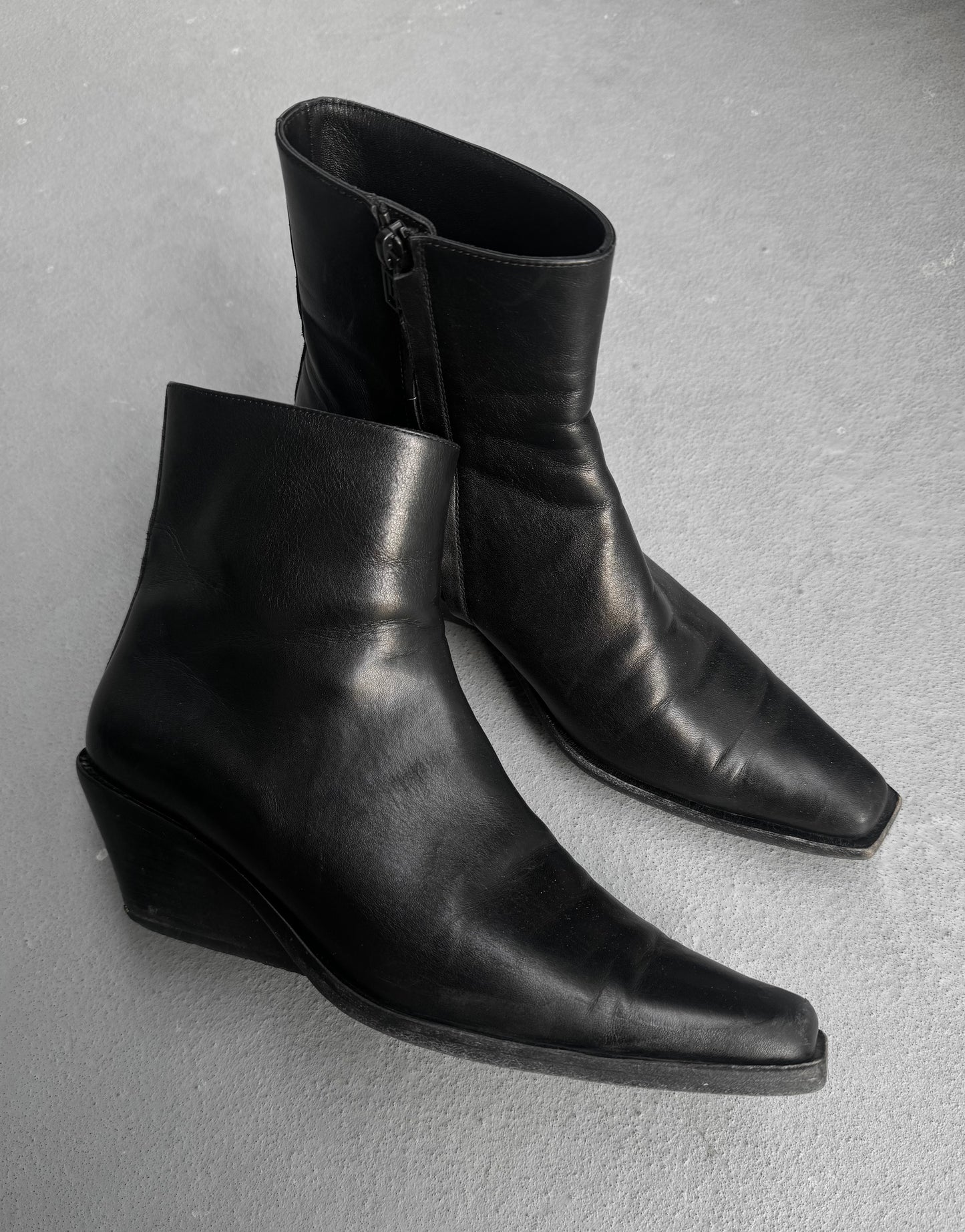 Ann Demeulemeester AW22 'Gerda' Lamb Leather Wedge Heel Boots