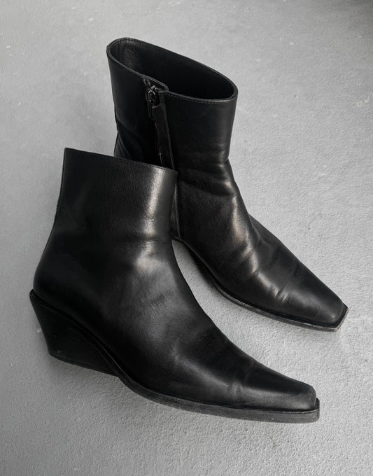 Ann Demeulemeester AW22 'Gerda' Lamb Leather Wedge Heel Boots